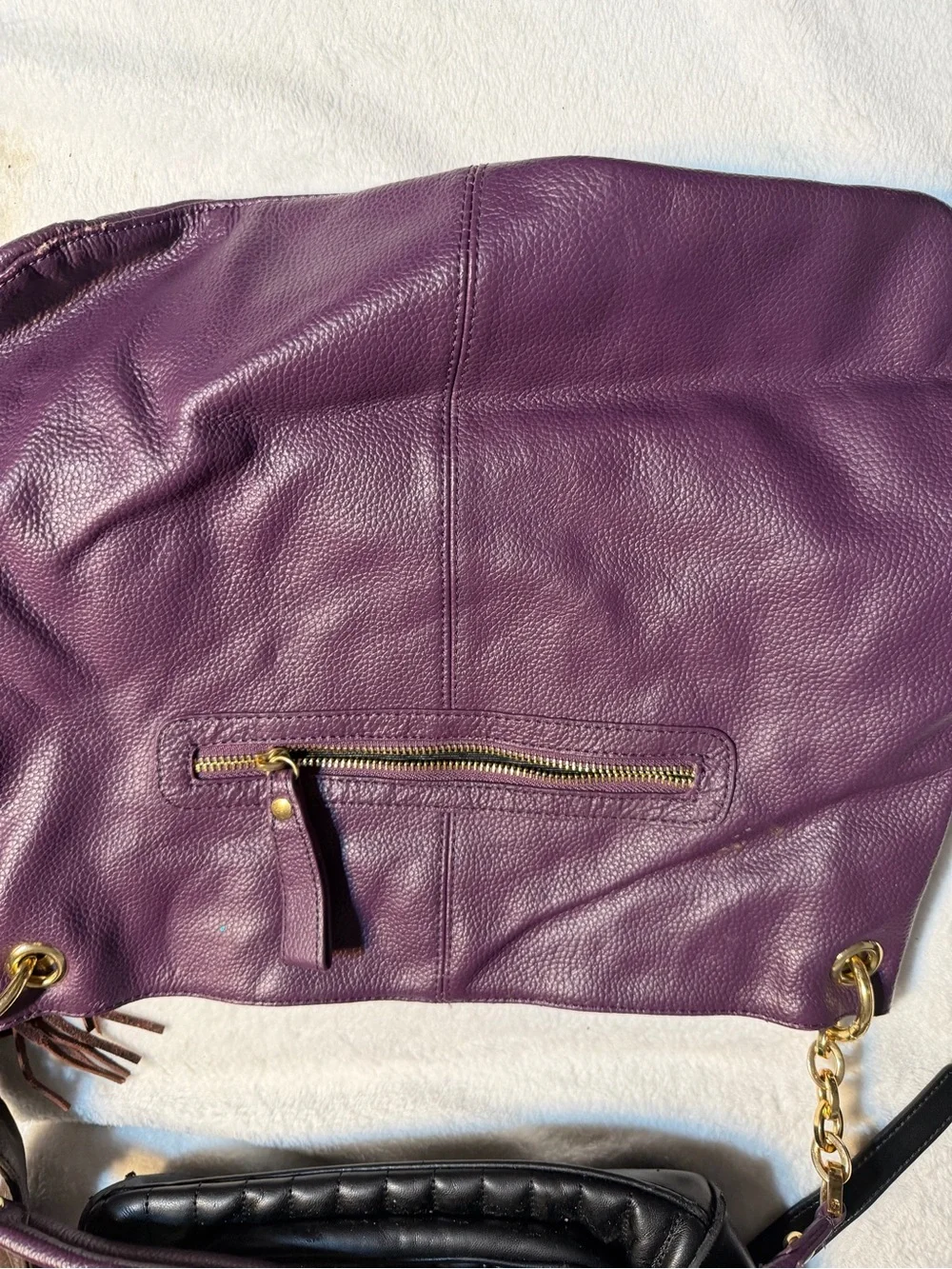 Deep Purple Pebbled Leather Shoulder Bag with Gold Hardware Lot of bags